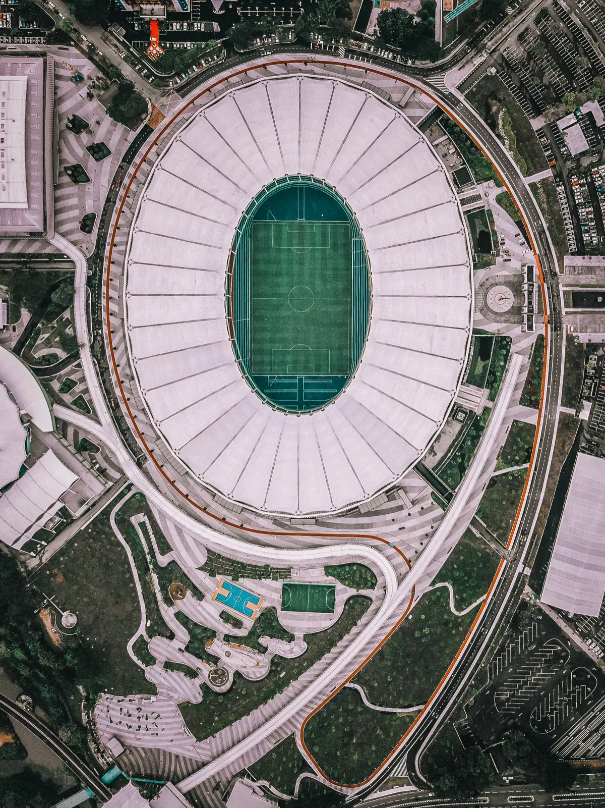 The same drone shot graded with the Cinemagic LUT