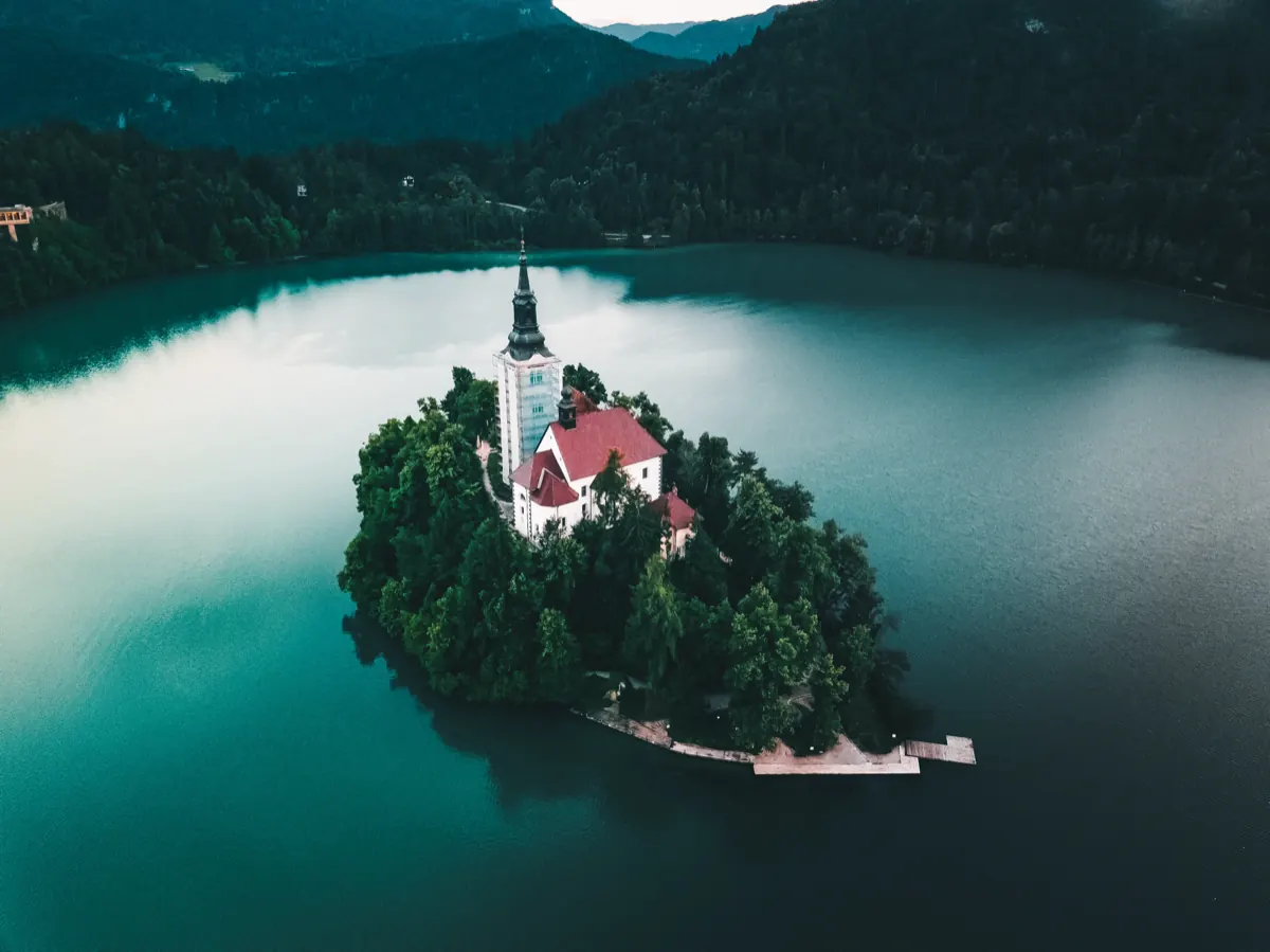 The same drone shot graded with the Island Drone LUT