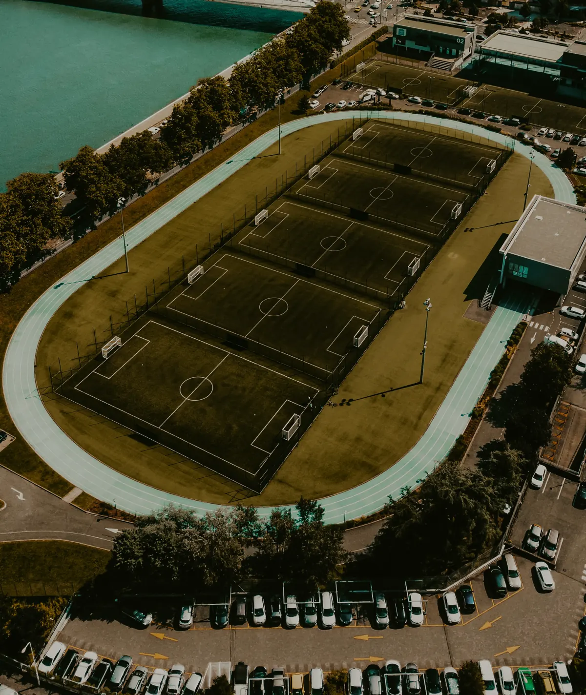 The same drone shot graded with the Moody Drone LUT