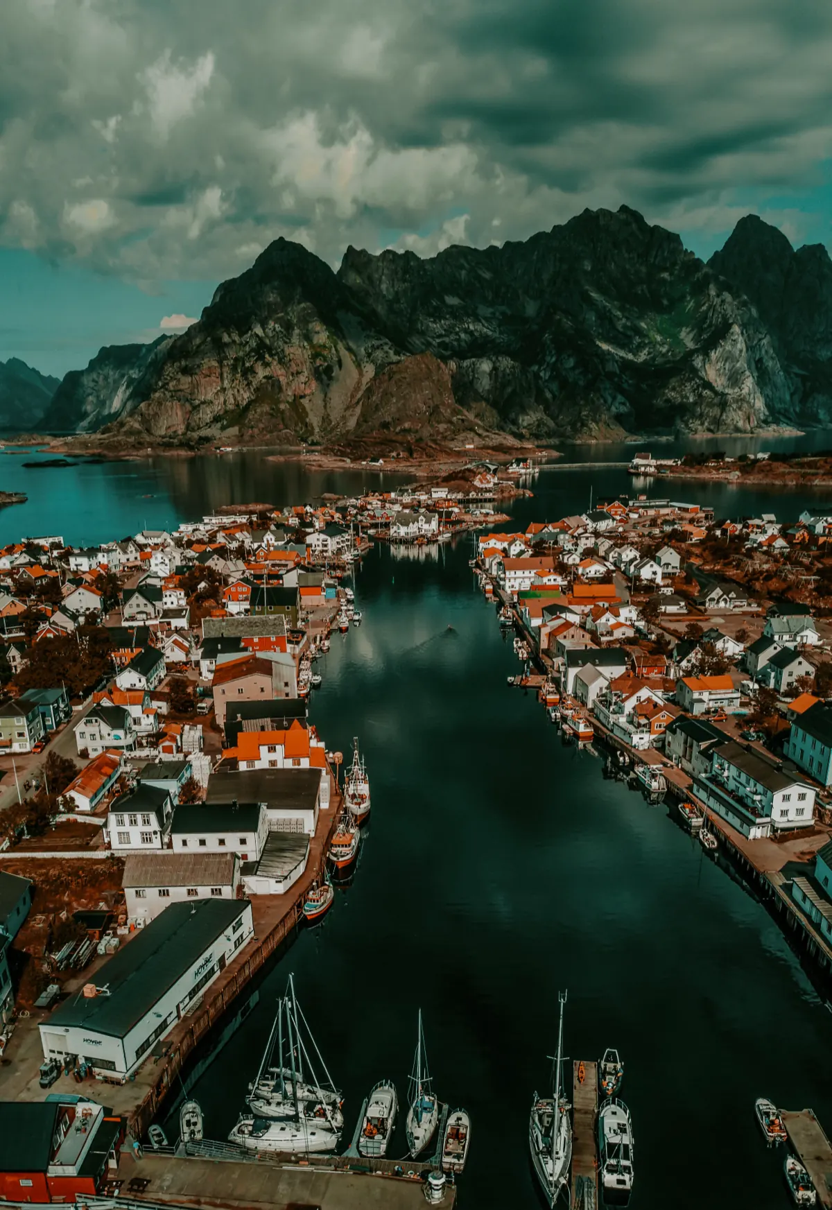 The same drone shot graded with the Moody Drone LUT