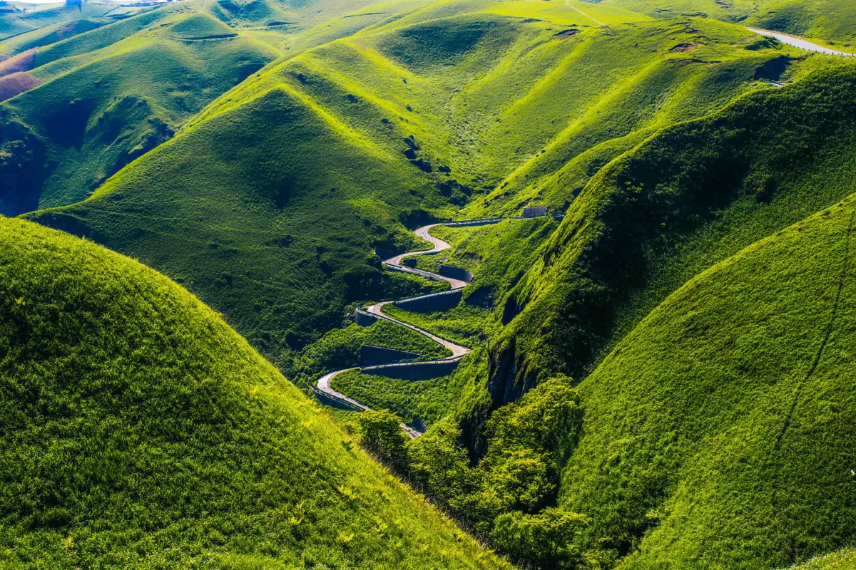 The same drone shot graded with the Nature LUT