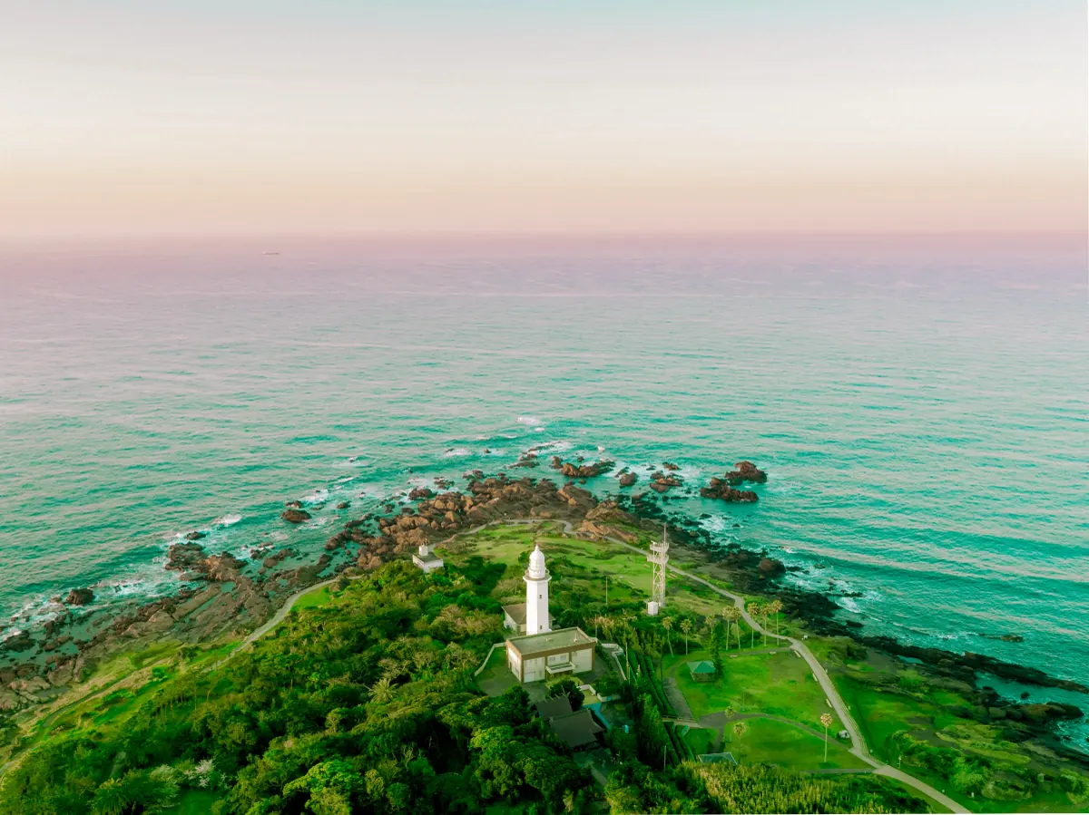 The same drone shot graded with the Ocean LUT
