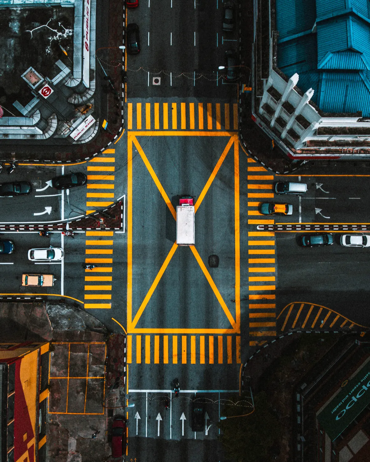 The same drone shot graded with the Urban Drone LUT