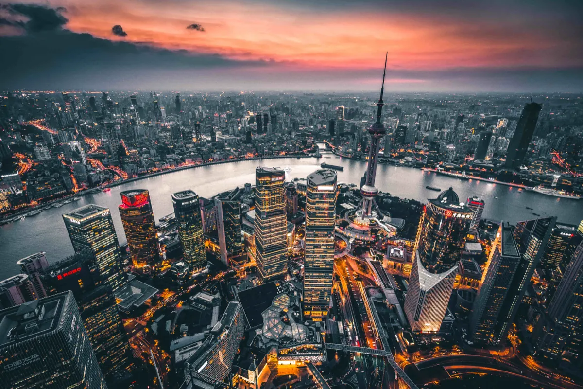 The same drone shot graded with the Urban Drone LUT