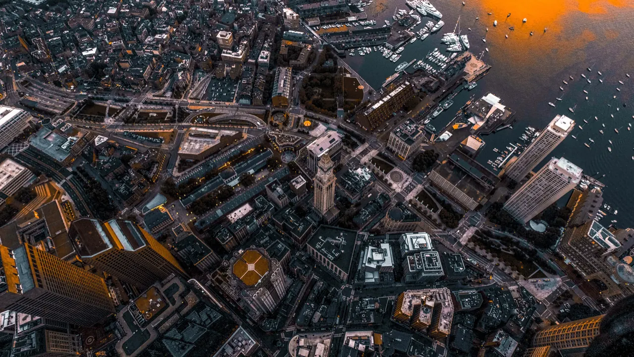 City skyline graded with the Metropolitan drone LUT